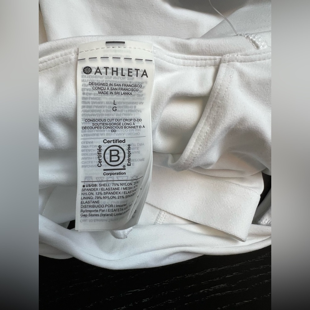 Athleta Conscious Cut Out White Cropped Athletic Yoga Pilates Workout Bra - Picture 4 of 13